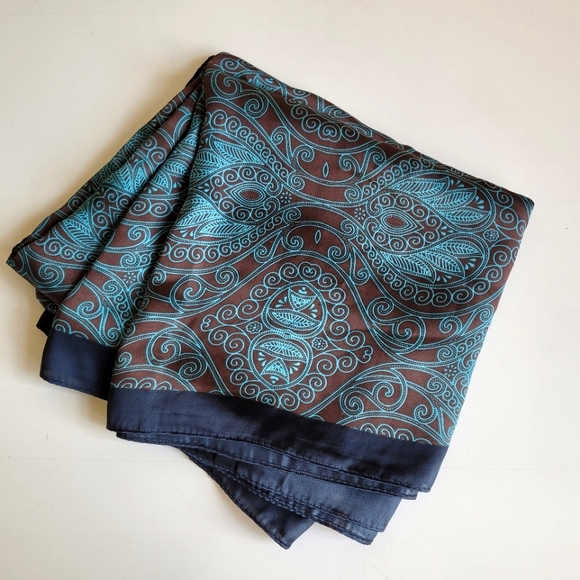 Large Slinky Scarf Brown & Blue Teal - Picture 5 of 7